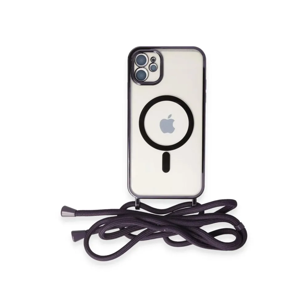 Newface Iphone 11 Kılıf Divo Lazer Askılı Magsafe Kapak - Derin Mor