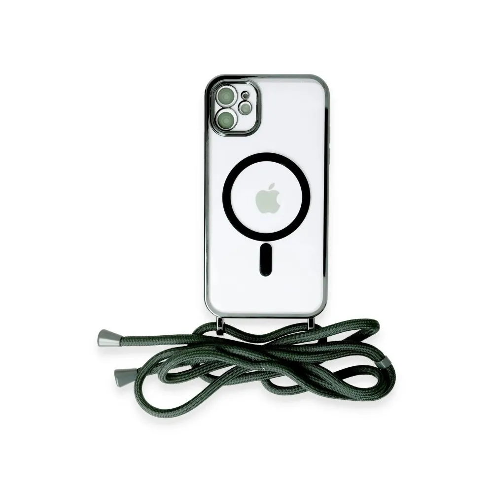 Newface Iphone 11 Kılıf Divo Lazer Askılı Magsafe Kapak - Koyu Yeşil