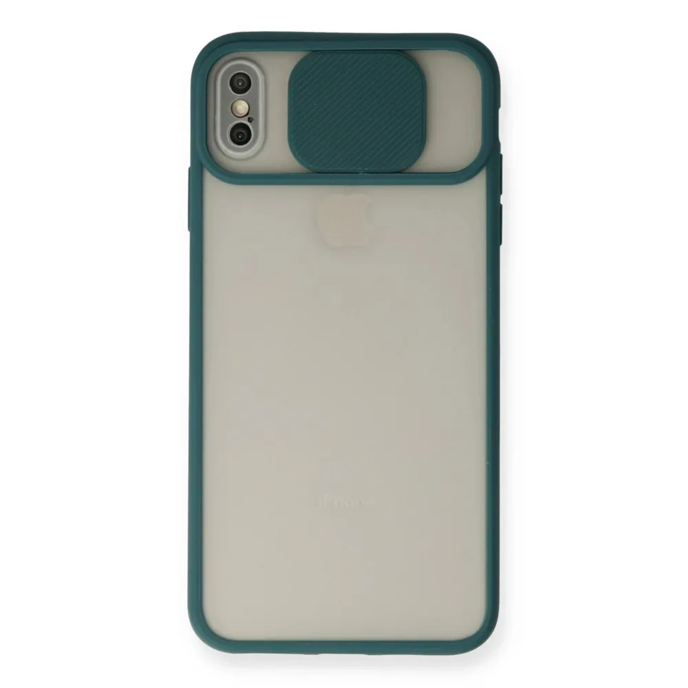 Newface Iphone X Kılıf Palm Buzlu Kamera Sürgülü Silikon - Yeşil