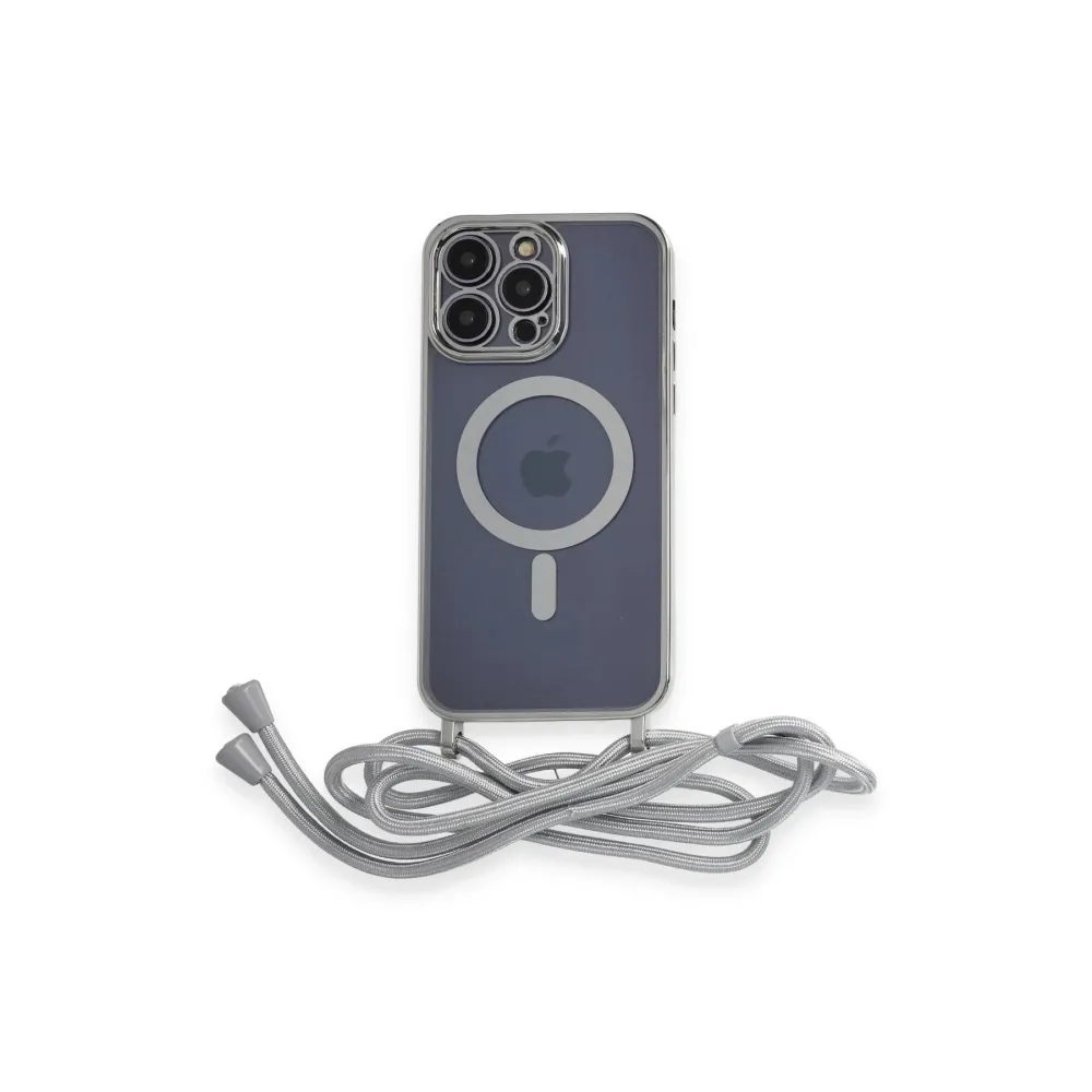 Newface Iphone 12 Pro Kılıf Divo Lazer Askılı Magsafe Kapak - Gümüş