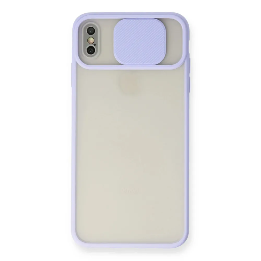 Newface Iphone X Kılıf Palm Buzlu Kamera Sürgülü Silikon - Lila