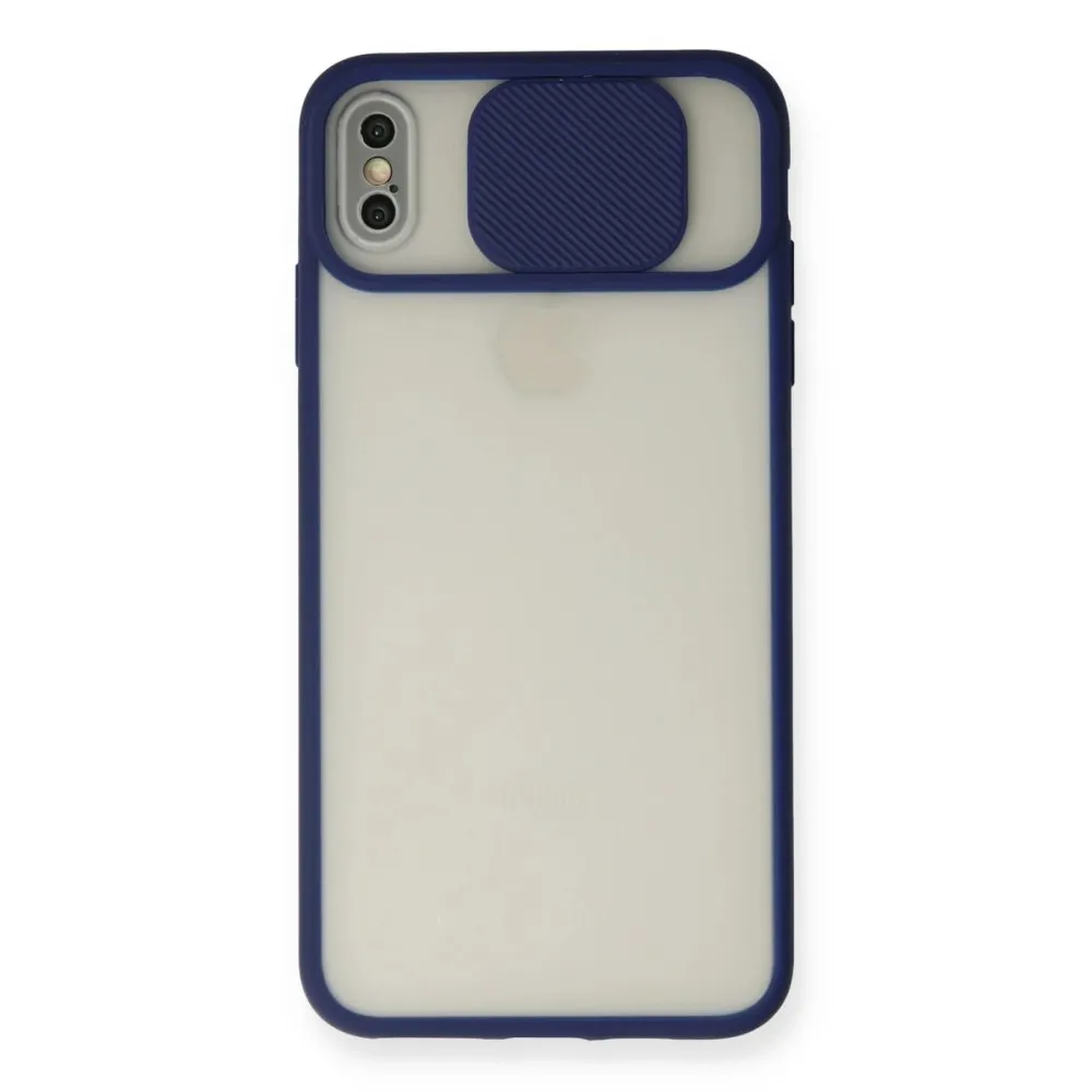 Newface Iphone X Kılıf Palm Buzlu Kamera Sürgülü Silikon - Lacivert