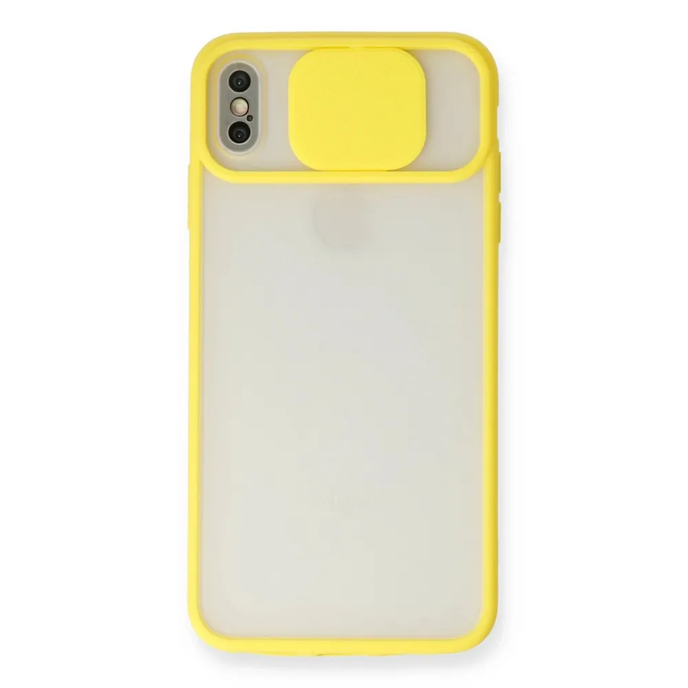 Newface Iphone X Kılıf Palm Buzlu Kamera Sürgülü Silikon - Sarı