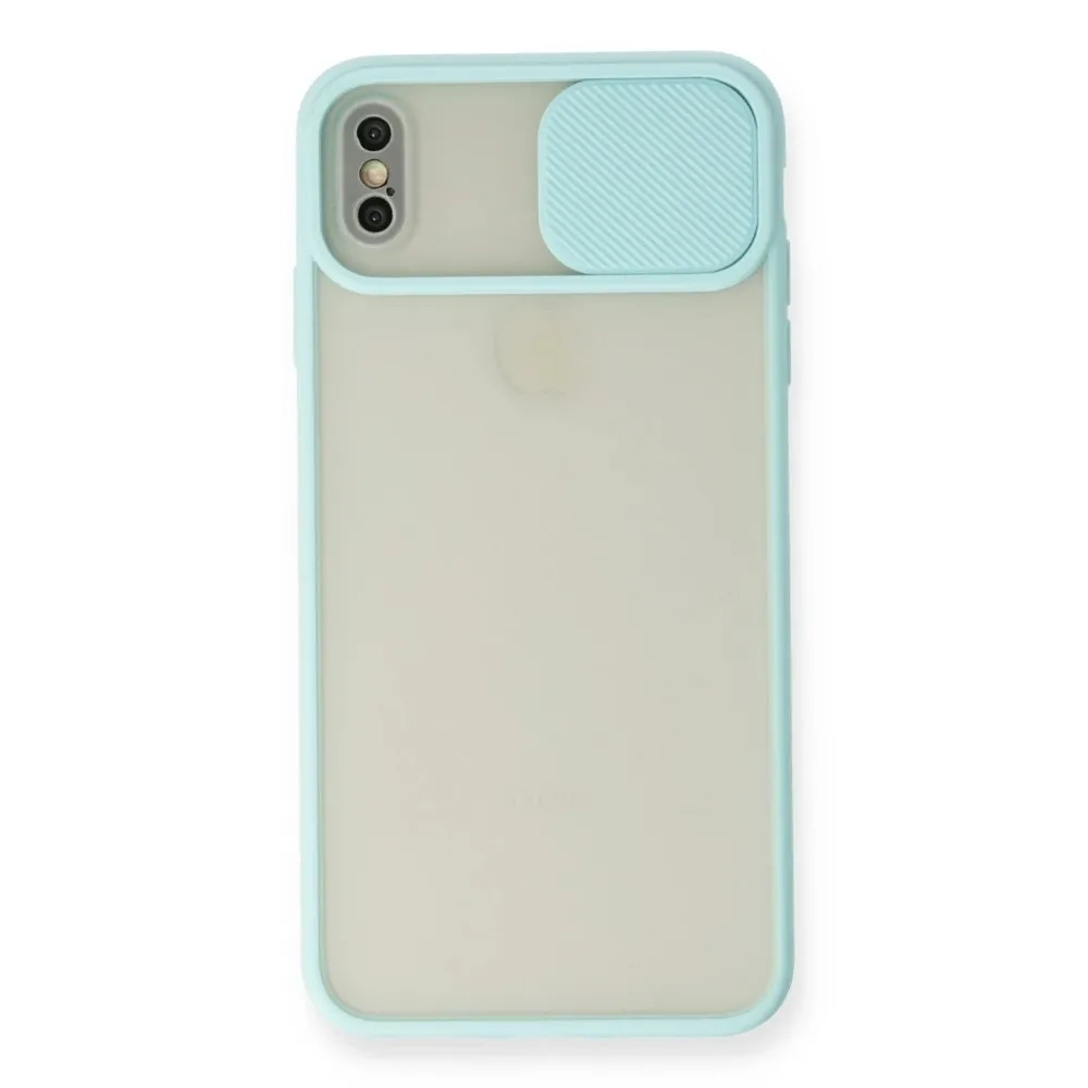 Newface Iphone X Kılıf Palm Buzlu Kamera Sürgülü Silikon - Turkuaz