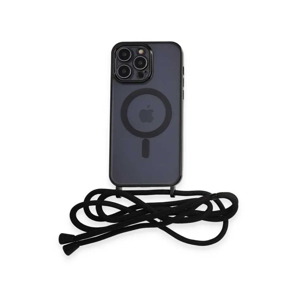 Newface Iphone 13 Pro Kılıf Divo Lazer Askılı Magsafe Kapak - Siyah