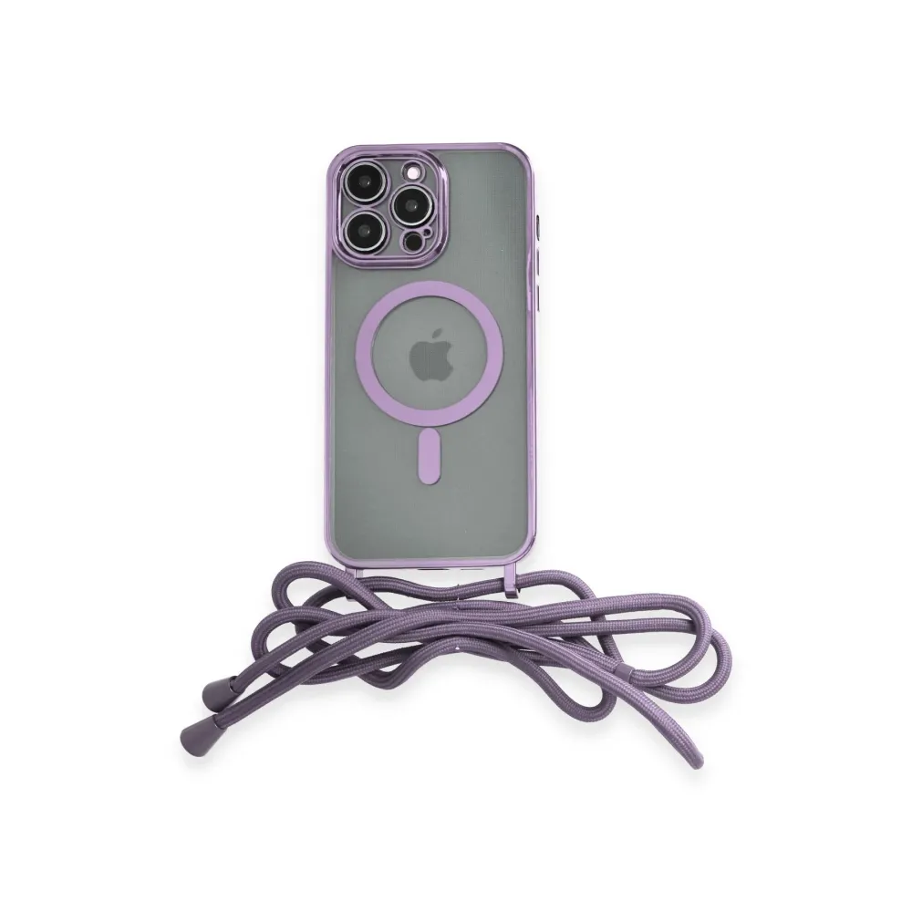 Newface Iphone 13 Pro Kılıf Divo Lazer Askılı Magsafe Kapak - Lila