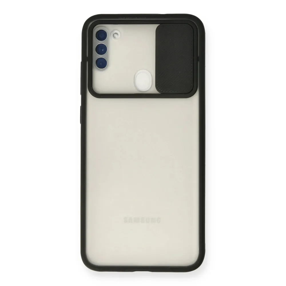 Newface Samsung Galaxy A11 Kılıf Palm Buzlu Kamera Sürgülü Silikon - Siyah