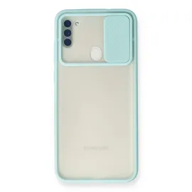 Newface Samsung Galaxy A11 Kılıf Palm Buzlu Kamera Sürgülü Silikon - Turkuaz
