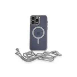 Newface Iphone 13 Pro Max Kılıf Divo Lazer Askılı Magsafe Kapak - Gümüş