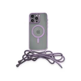 Newface Iphone 13 Pro Max Kılıf Divo Lazer Askılı Magsafe Kapak - Lila