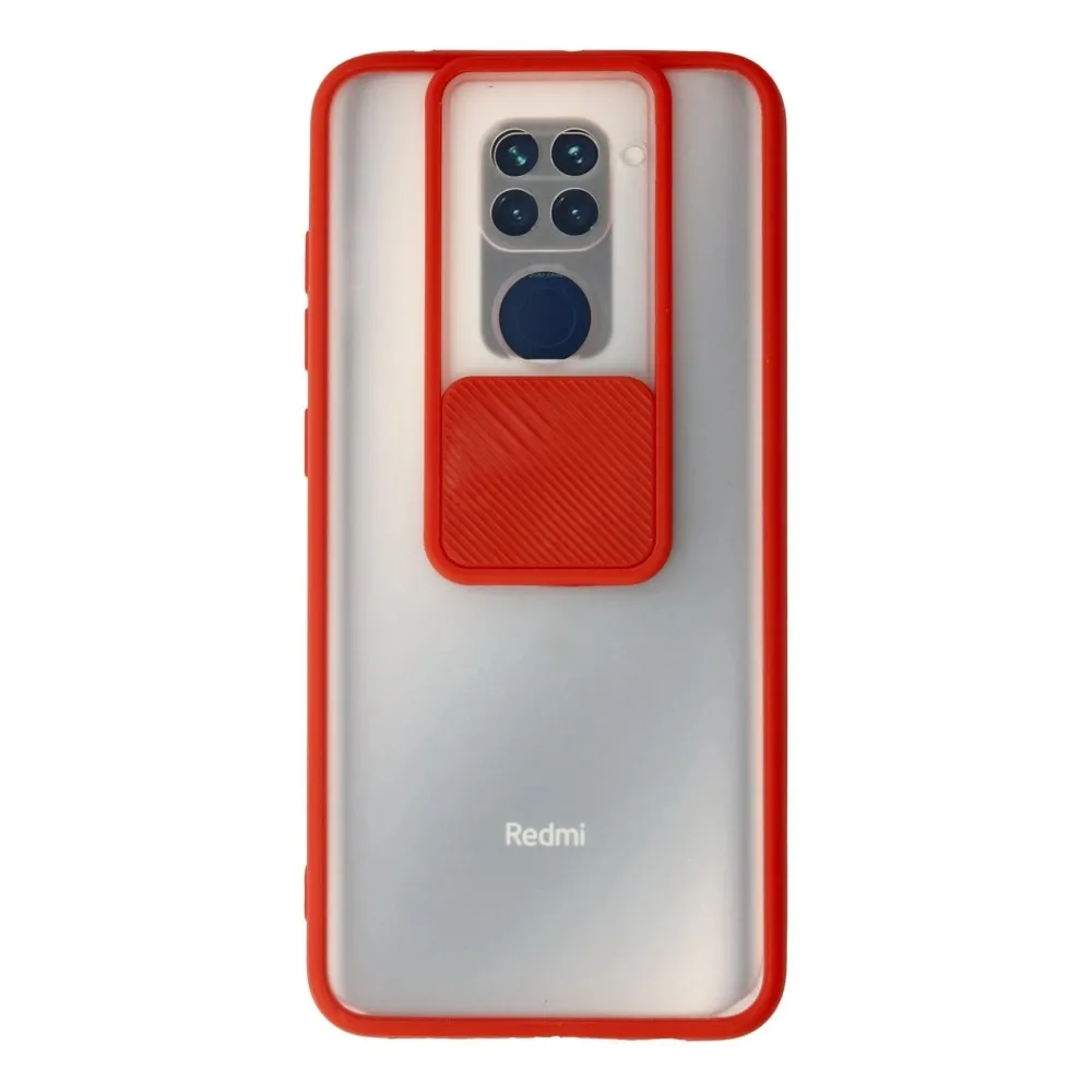 Newface Xiaomi Redmi Note 9 Kılıf Palm Buzlu Kamera Sürgülü Silikon - Kırmızı