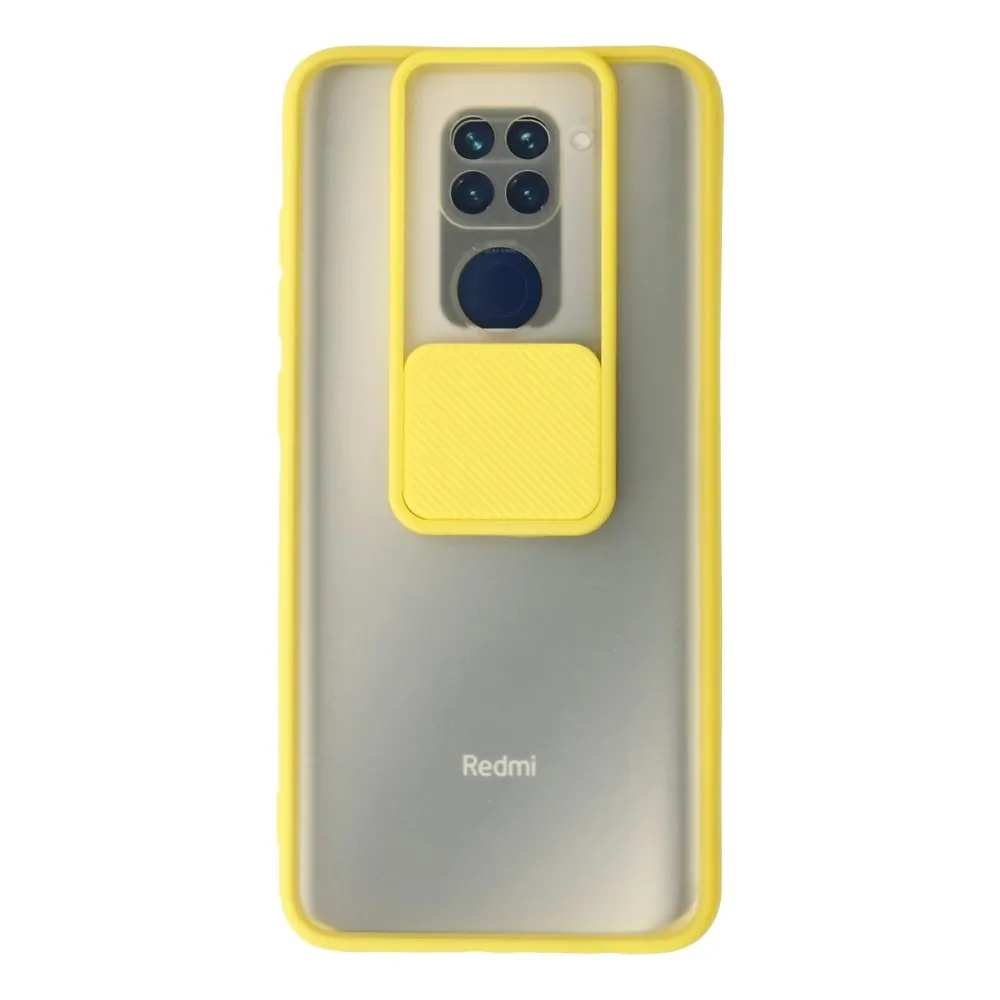 Newface Xiaomi Redmi Note 9 Kılıf Palm Buzlu Kamera Sürgülü Silikon - Sarı