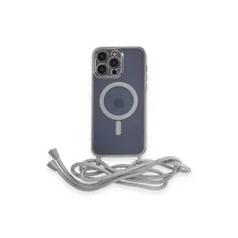 Newface iPhone 14 Pro Kılıf Divo Lazer Askılı Magsafe Kapak - Gümüş