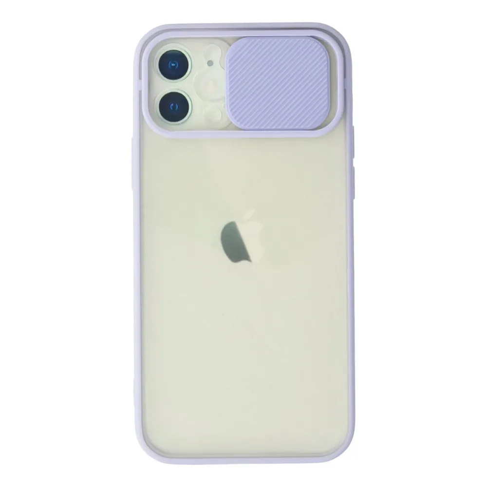 Newface Iphone 12 Kılıf Palm Buzlu Kamera Sürgülü Silikon - Lila