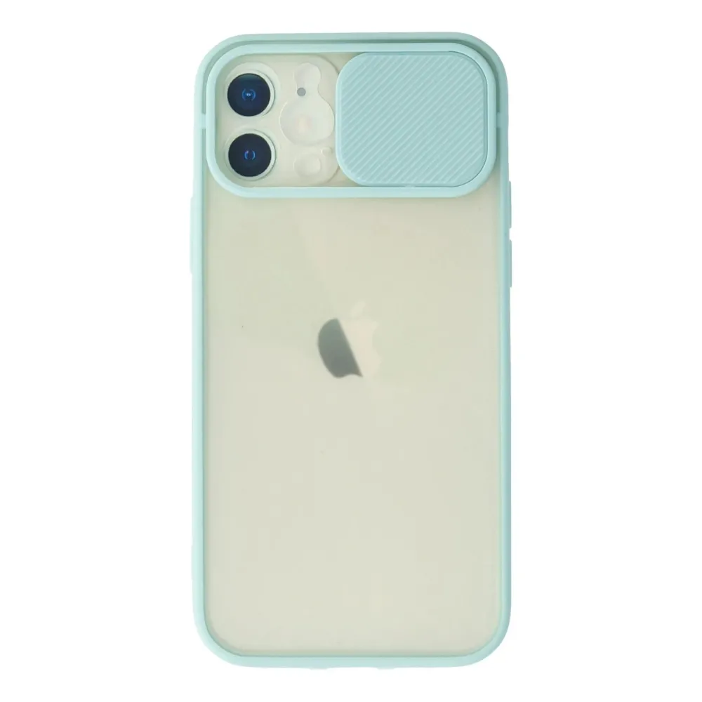 Newface Iphone 12 Kılıf Palm Buzlu Kamera Sürgülü Silikon - Turkuaz