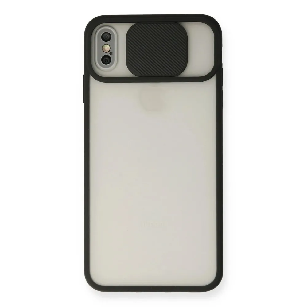 Newface Iphone Xs Max Kılıf Palm Buzlu Kamera Sürgülü Silikon - Siyah