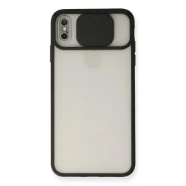 Newface Iphone Xs Max Kılıf Palm Buzlu Kamera Sürgülü Silikon - Siyah