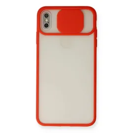 Newface Iphone Xs Max Kılıf Palm Buzlu Kamera Sürgülü Silikon - Kırmızı