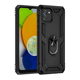 Newface Samsung Galaxy A03 Kılıf Sofya Yüzüklü Silikon Kapak - Siyah