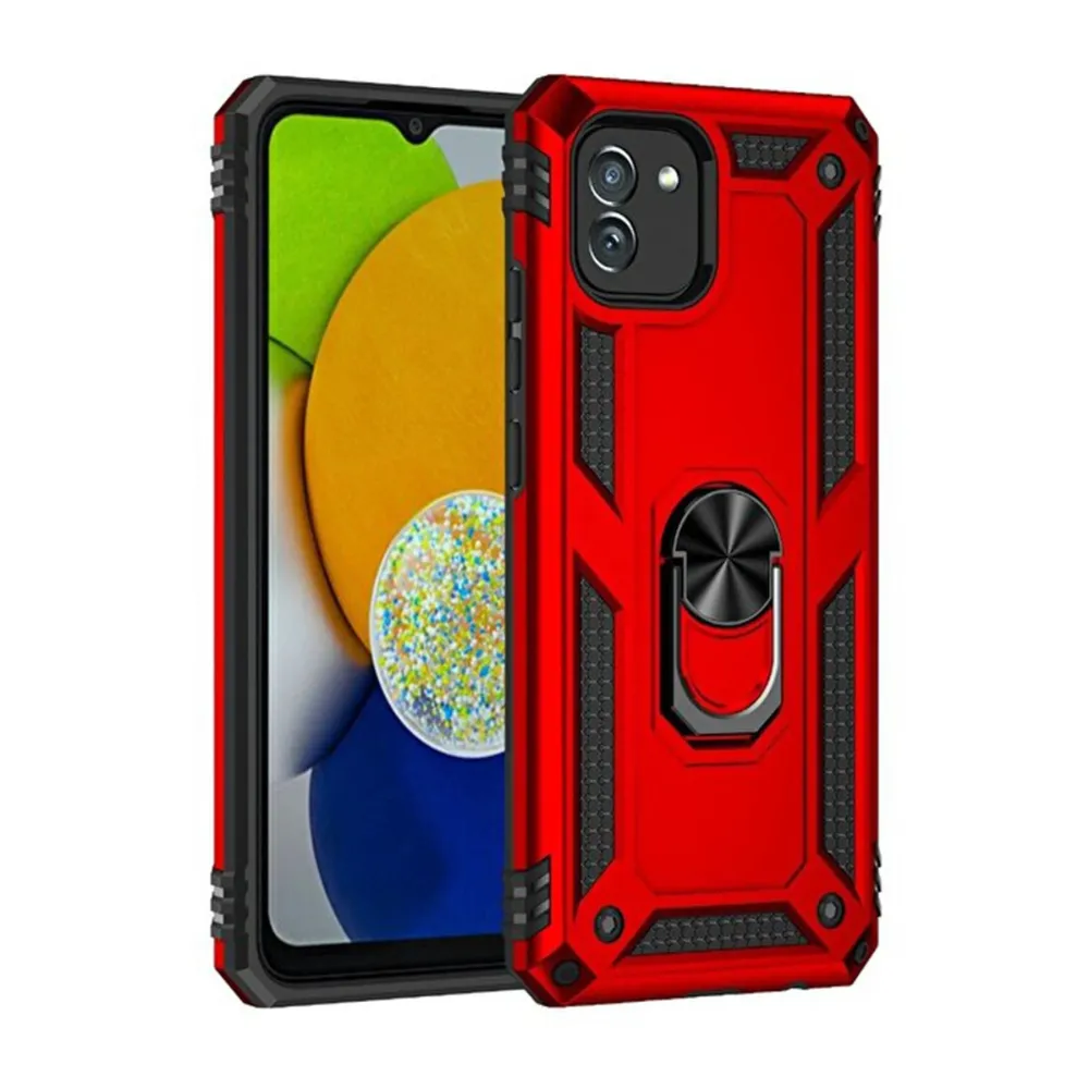 Newface Samsung Galaxy A03 Kılıf Sofya Yüzüklü Silikon Kapak - Kırmızı