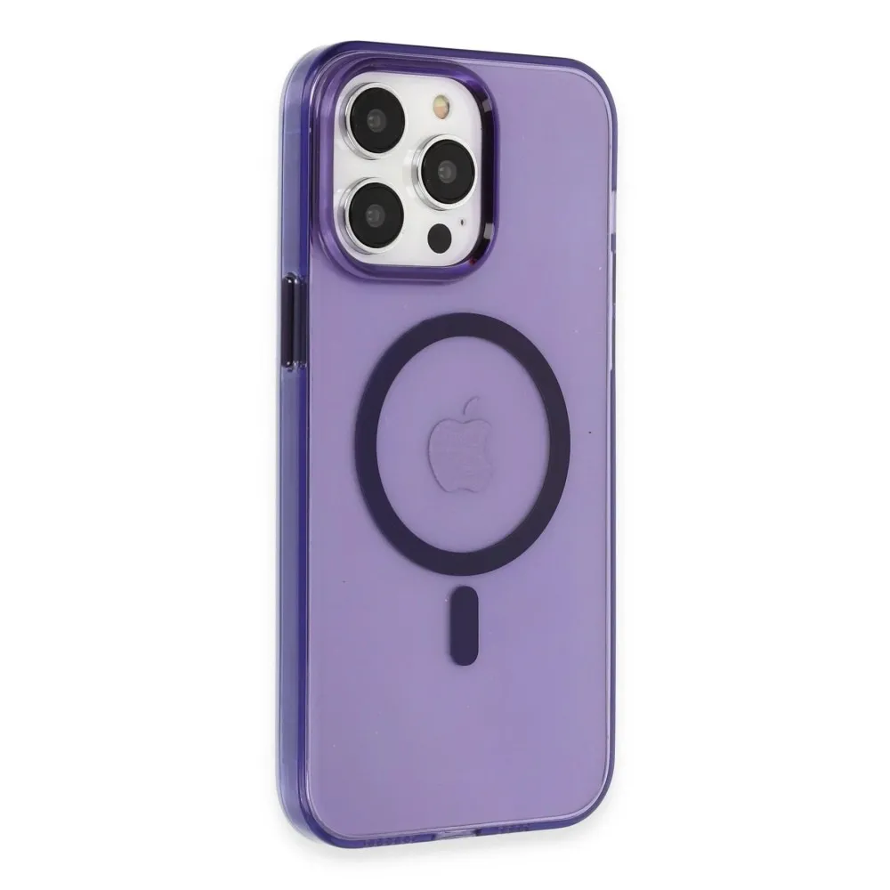 Newface Iphone 14 Pro Kılıf Tron Şeffaf Magsafe Kapak - Derin Mor