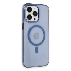 Newface Iphone 14 Pro Max Kılıf Tron Şeffaf Magsafe Kapak - Mavi