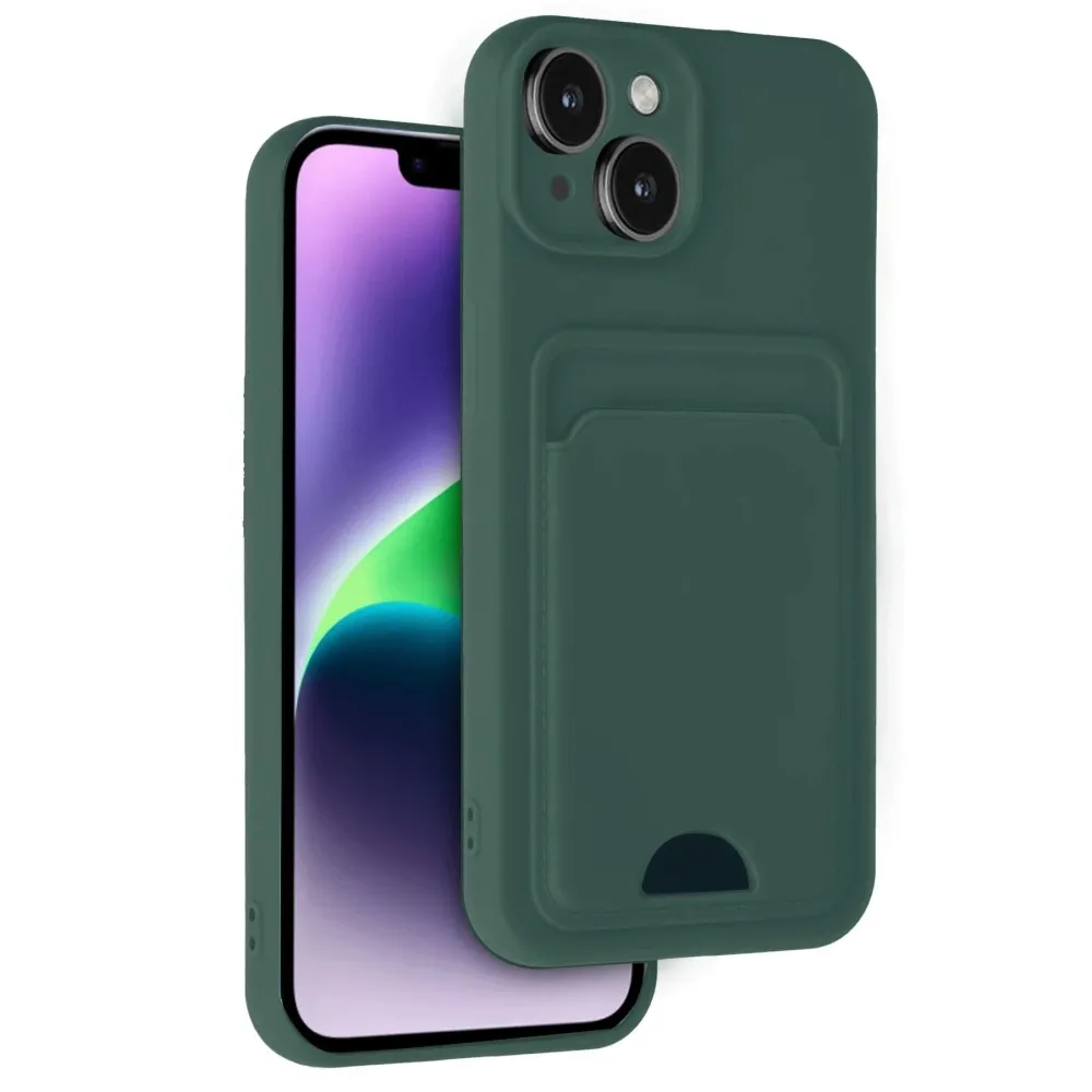 Newface Iphone 14 Kılıf Kelvin Kartvizitli Silikon - Koyu Yeşil