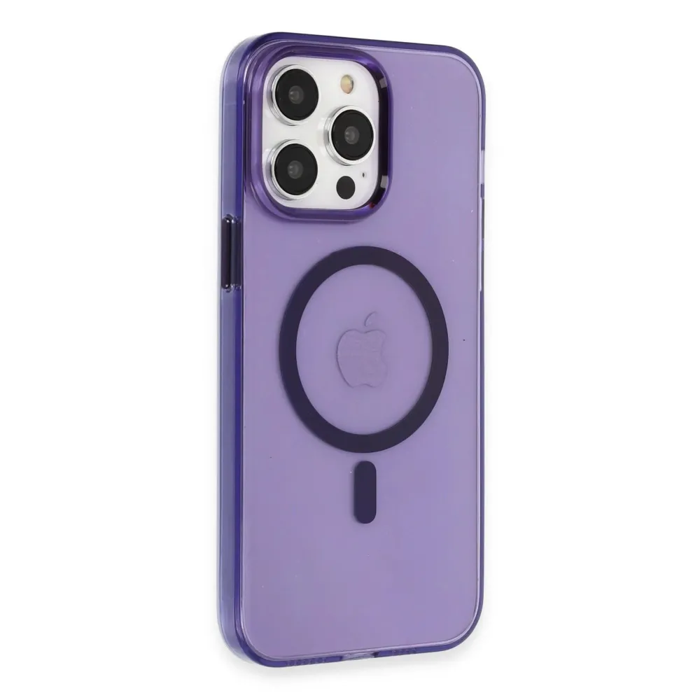 Newface Iphone 14 Pro Max Kılıf Tron Şeffaf Magsafe Kapak - Derin Mor