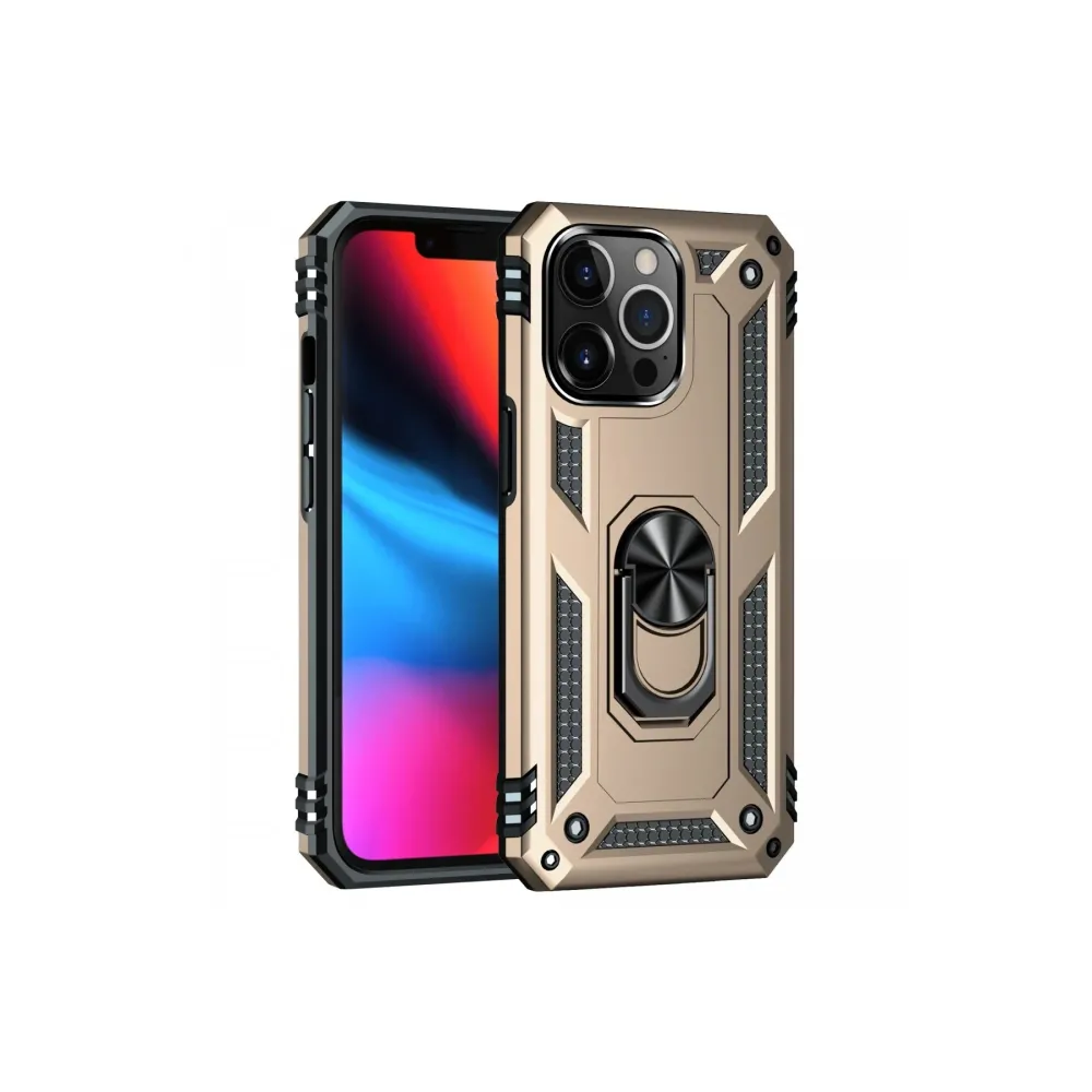 Newface Iphone 14 Pro Max Kılıf Sofya Yüzüklü Silikon Kapak - Gold