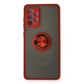 Newface Samsung Galaxy A72 Kılıf Montreal Yüzüklü Silikon Kapak - Kırmızı