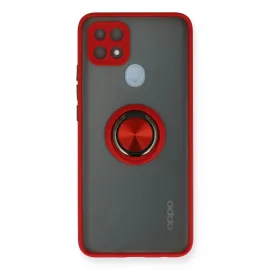 Newface Oppo A15 Kılıf Montreal Yüzüklü Silikon Kapak - Kırmızı