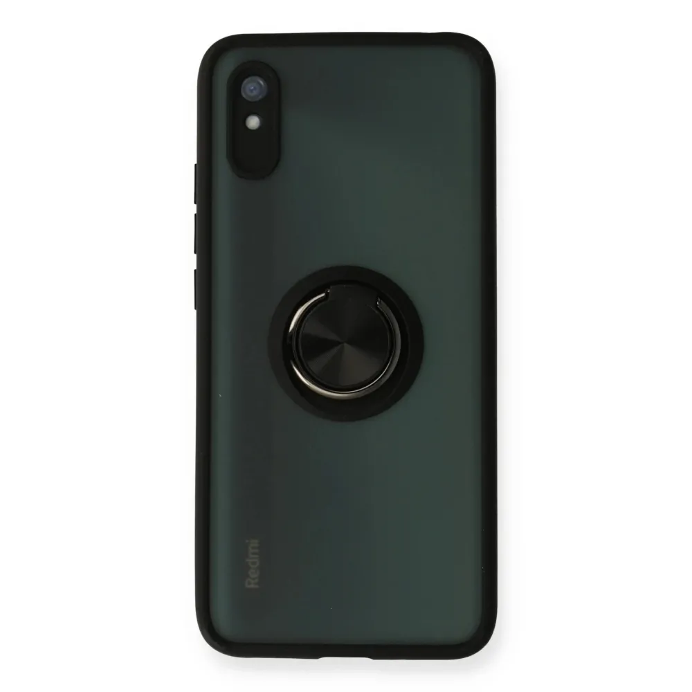 Newface Xiaomi Redmi 9A Kılıf Montreal Yüzüklü Silikon Kapak - Siyah