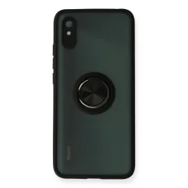 Newface Xiaomi Redmi 9A Kılıf Montreal Yüzüklü Silikon Kapak - Siyah