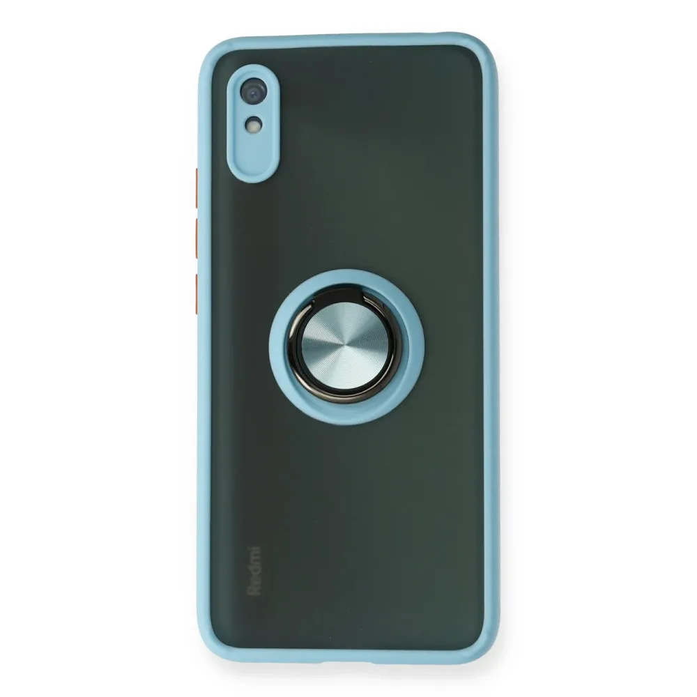 Newface Xiaomi Redmi 9A Kılıf Montreal Yüzüklü Silikon Kapak - Buz Mavi