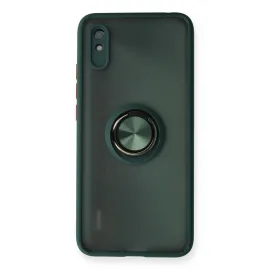 Newface Xiaomi Redmi 9A Kılıf Montreal Yüzüklü Silikon Kapak - Yeşil
