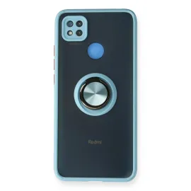 Newface Xiaomi Redmi 9C Kılıf Montreal Yüzüklü Silikon Kapak - Buz Mavi
