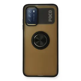 Newface Xiaomi Redmi 9T Kılıf Montreal Yüzüklü Silikon Kapak - Siyah
