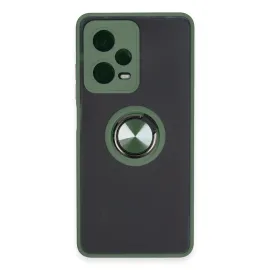 Newface Xiaomi Redmi Note 12 5G Kılıf Montreal Yüzüklü Silikon Kapak - Yeşil