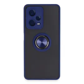 Newface Xiaomi Redmi Note 12 5G Kılıf Montreal Yüzüklü Silikon Kapak - Lacivert
