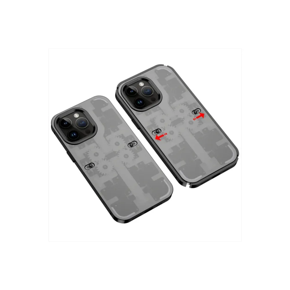 Newface Iphone 13 Pro Kılıf Mekanik Bumper Kapak - Siyah