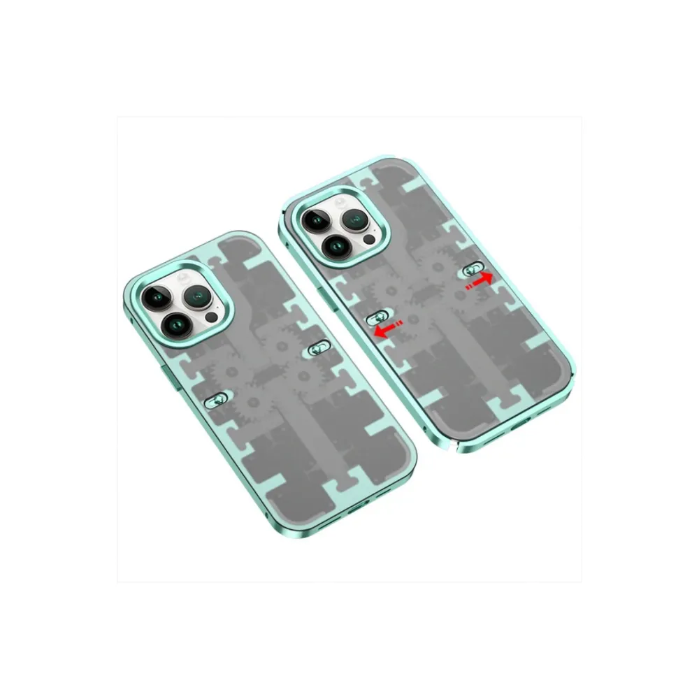 Newface Iphone 13 Pro Kılıf Mekanik Bumper Kapak - Yeşil