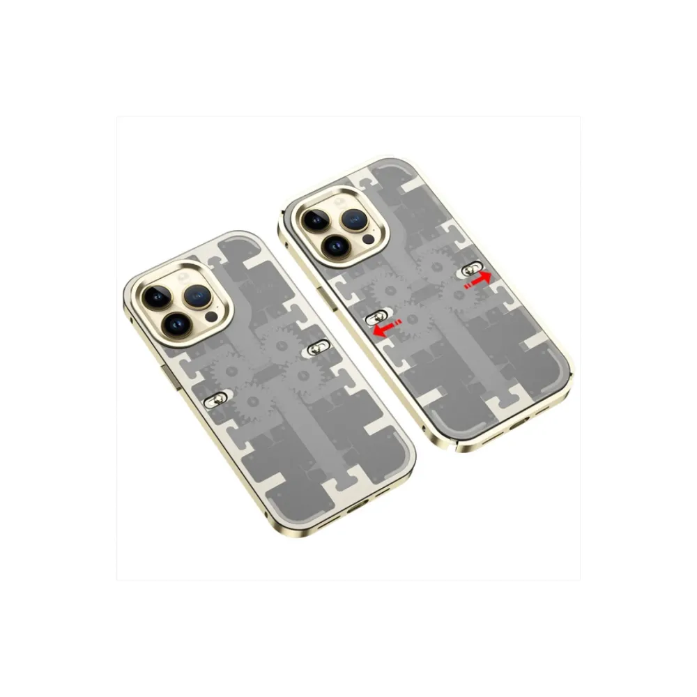 Newface Iphone 13 Pro Max Kılıf Mekanik Bumper Kapak - Gold