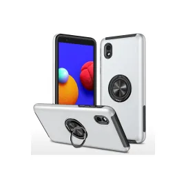 Newface Samsung Galaxy A01 Core Kılıf Elit Yüzüklü Kapak - Gümüş