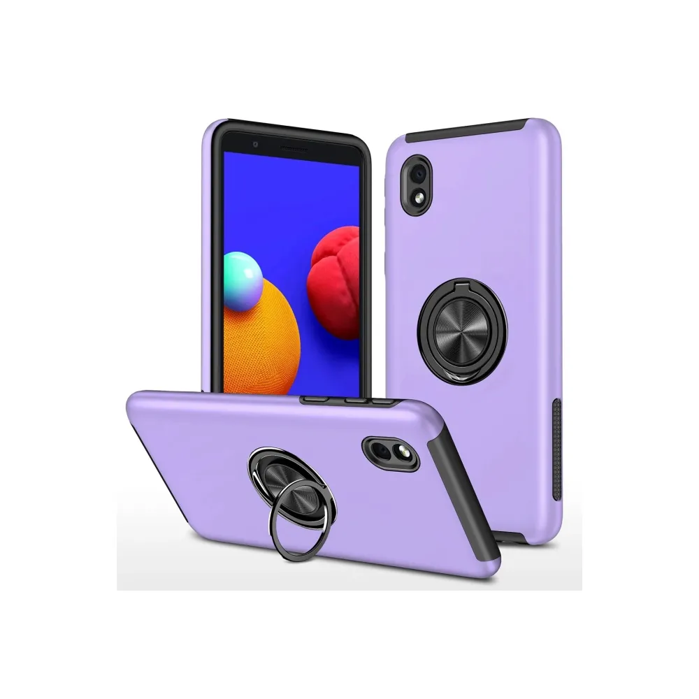 Newface Samsung Galaxy A01 Core Kılıf Elit Yüzüklü Kapak - Mor