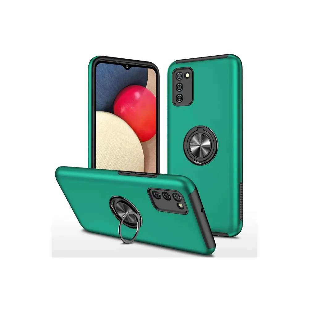 Newface Samsung Galaxy A02S Kılıf Elit Yüzüklü Kapak - Yeşil