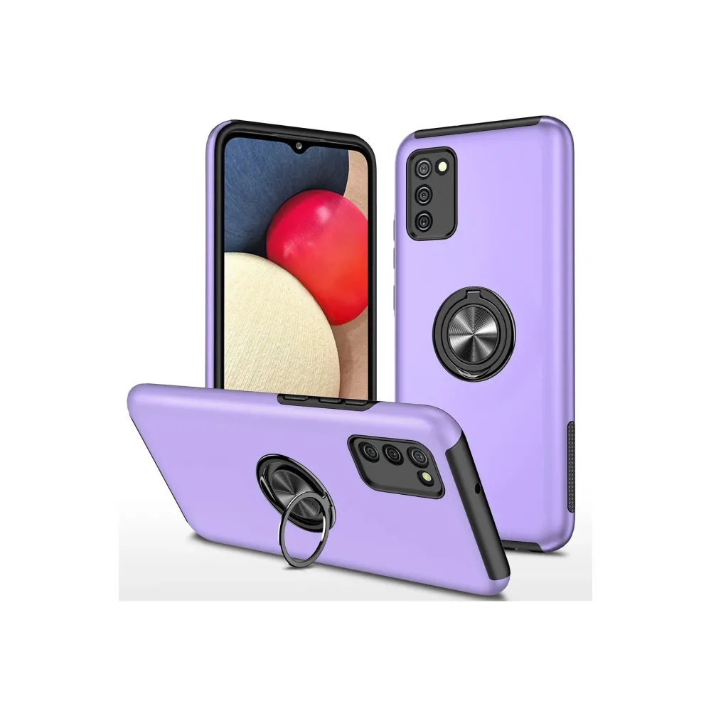 Newface Samsung Galaxy A02S Kılıf Elit Yüzüklü Kapak - Mor