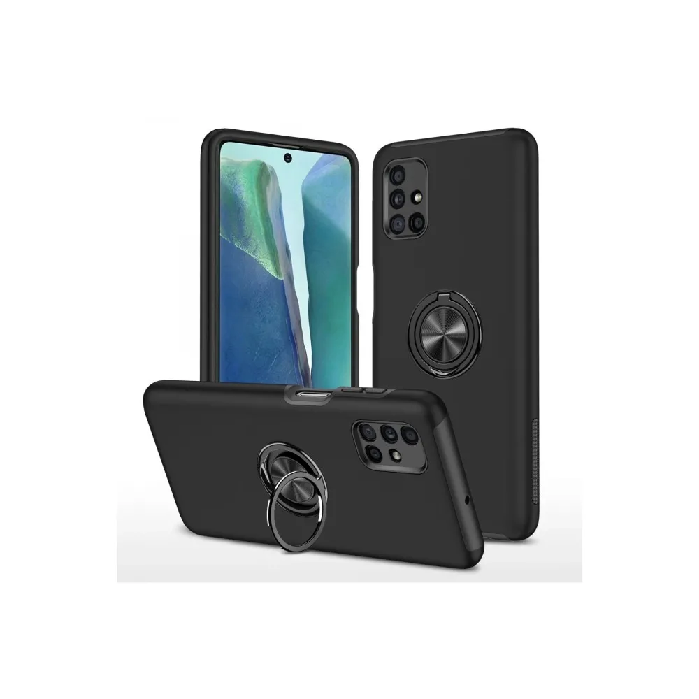 Newface Samsung Galaxy M51 Kılıf Elit Yüzüklü Kapak - Siyah