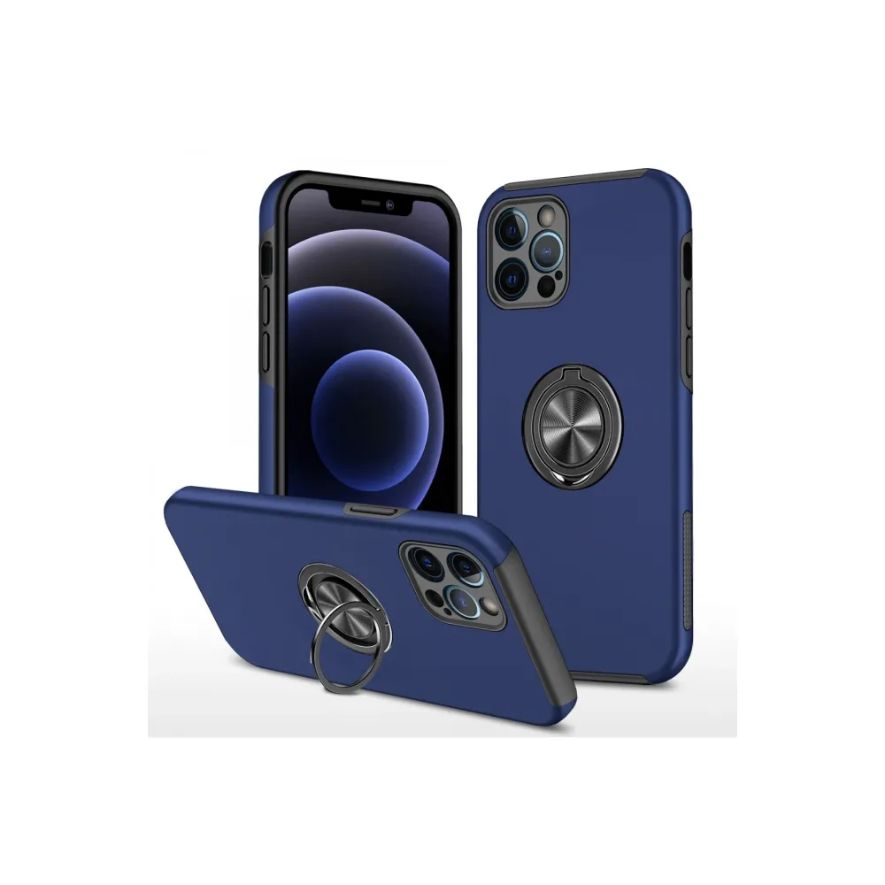 Newface Iphone 12 Pro Max Kılıf Elit Yüzüklü Kapak - Lacivert