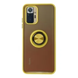 Newface Xiaomi Redmi Note 10 Kılıf Montreal Yüzüklü Silikon Kapak - Sarı