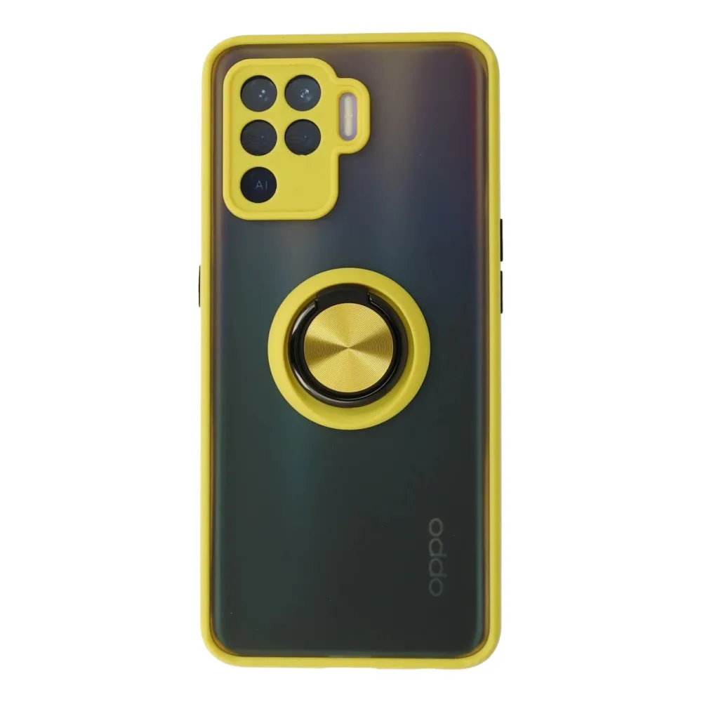 Newface Oppo Reno 5 Lite Kılıf Montreal Yüzüklü Silikon Kapak - Sarı